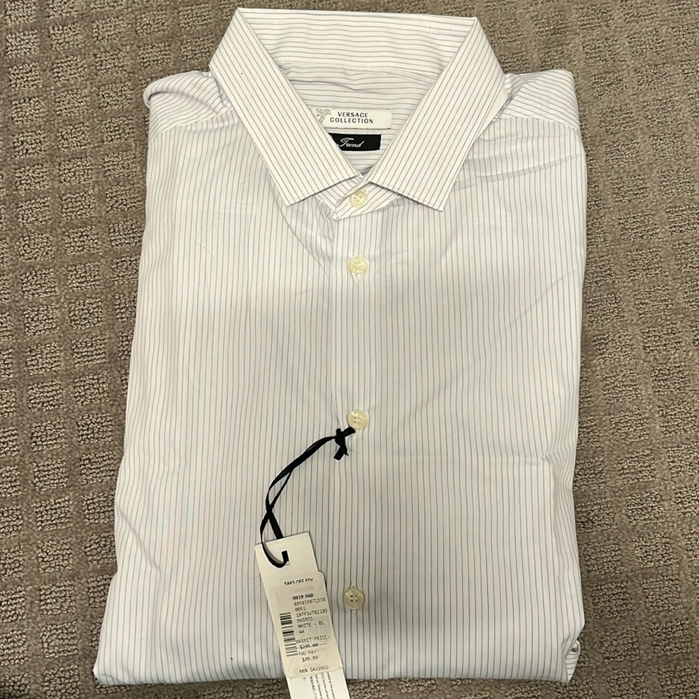 Versace pinstriped shirt white/blue